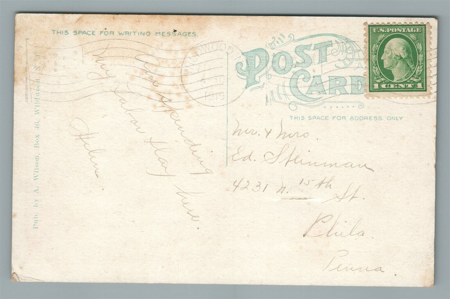 WILDWOOD NJ BOARDWALK & OCEAN PIER ANTIQUE POSTCARD