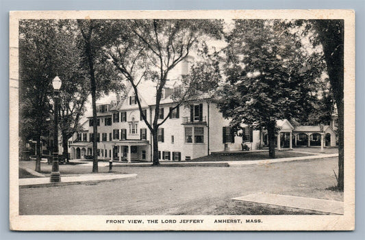 AMHERST MA LORD JEFFERY HOTEL FRONT VIEW ANTIQUE POSTCARD