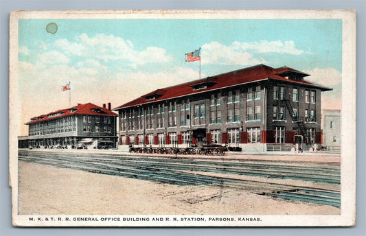 PARSONS KS RAILROAD STATION ANTIQUE POSTCARD railway depot