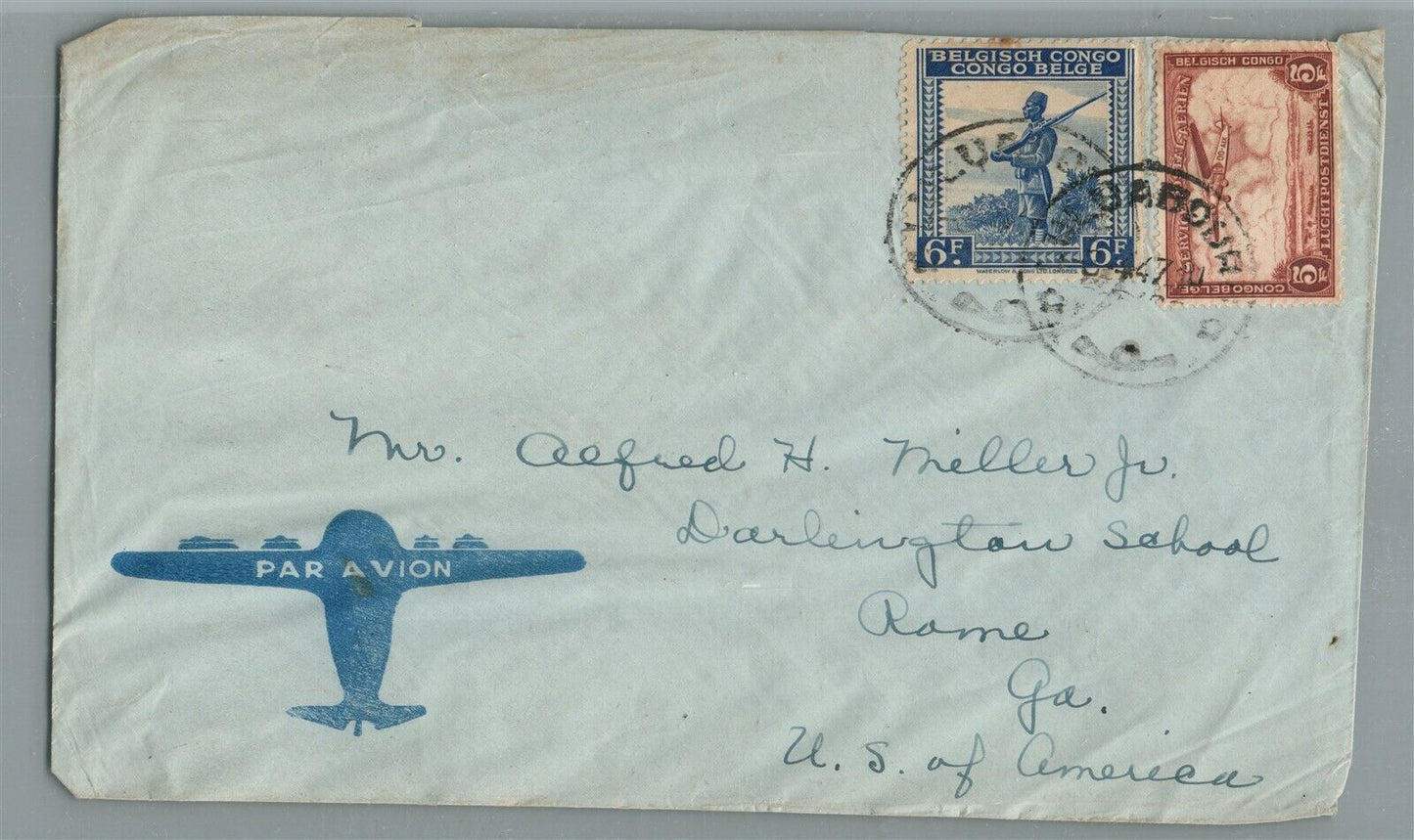 BELGIAN CONGO PAR AVIAN VINTAGE COVER w/ STAMPS