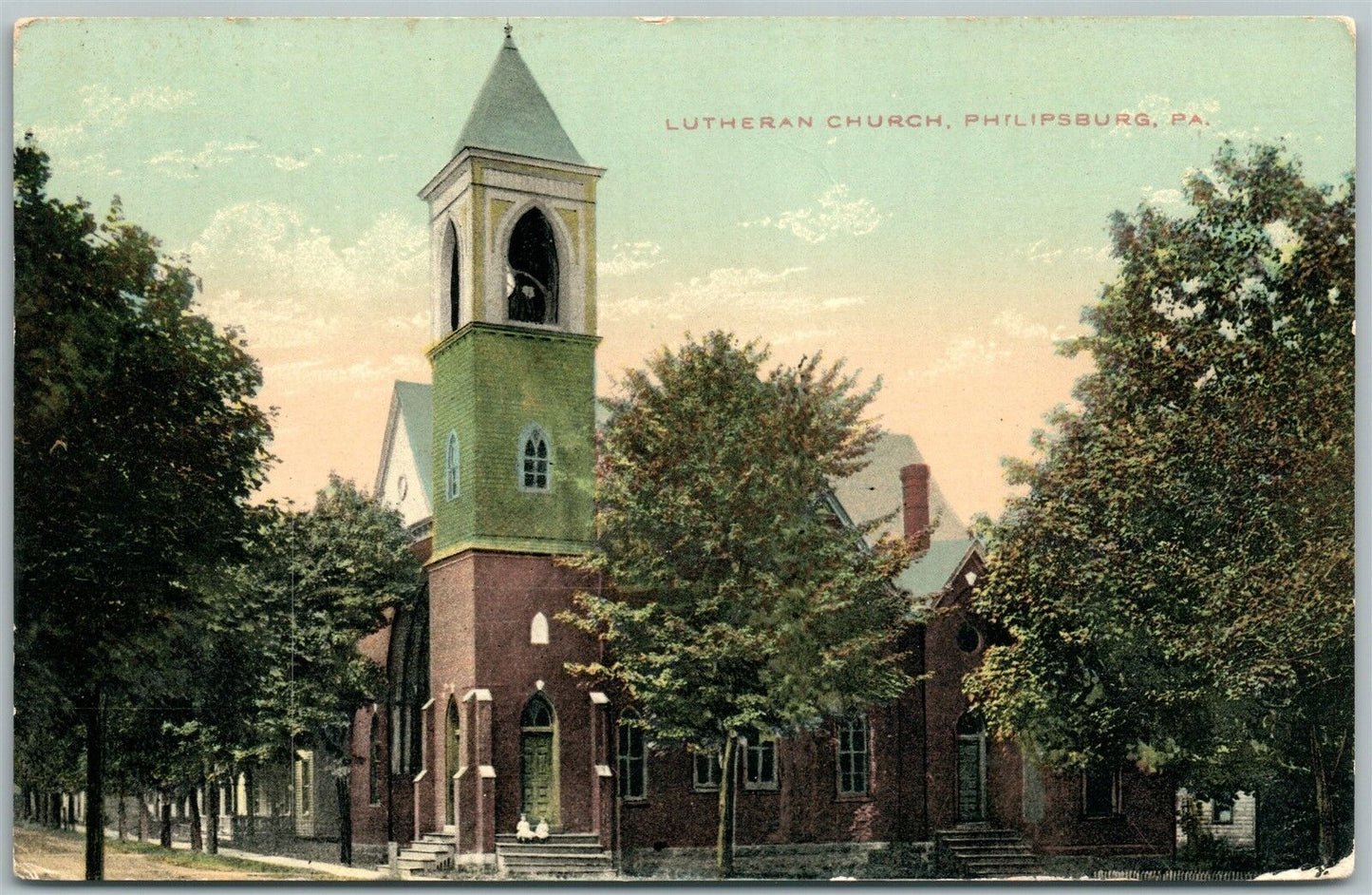 PHILIPSBURG PA LUTHERAN CHURCH 1913 ANTIQUE POSTCARD