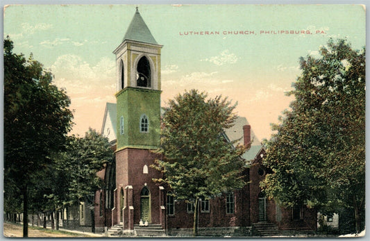 PHILIPSBURG PA LUTHERAN CHURCH 1913 ANTIQUE POSTCARD