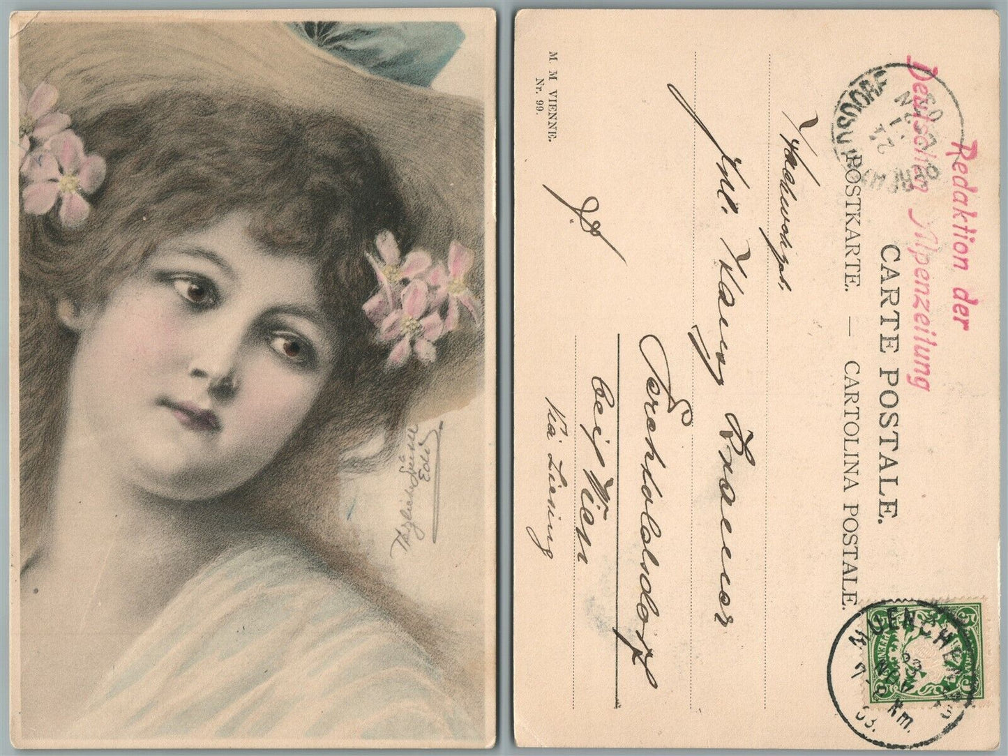 ARTIST SIGNED ANTIQUE GERMAN POSTCARD