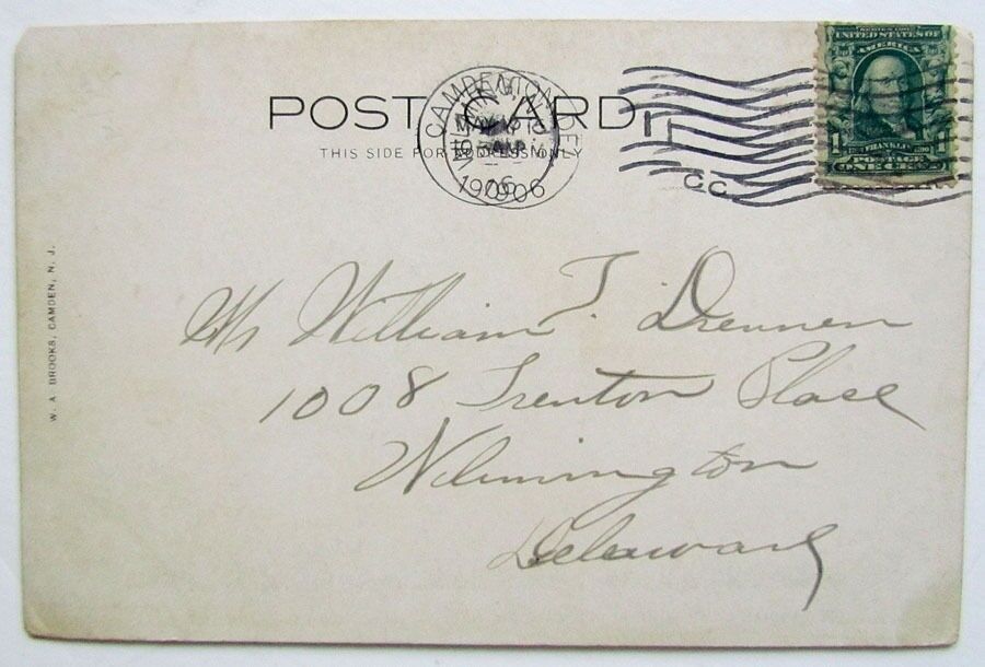 1906 VINTAGE UNDIVIDED POSTCARD OLD INDIAN CAMP PINE POINT CAMDEN NJ