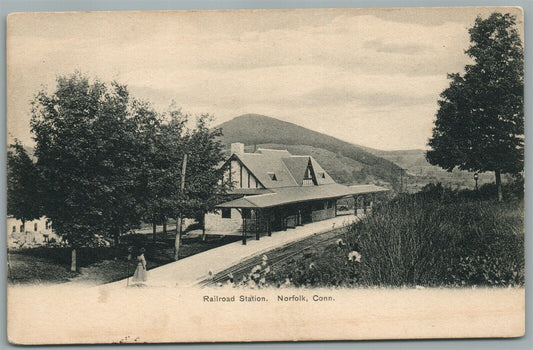 NORFOLK CT RAILROAD STATION RAILWAY TRAIN DEPOT ANTIQUE POSTCARD