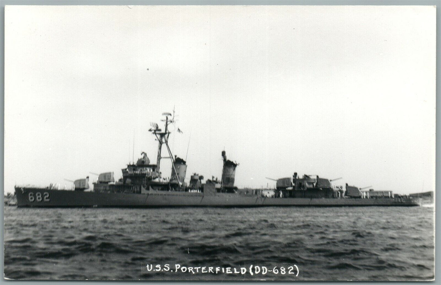 MILITARY SHIP USS PORTERFIELD VINTAGE REAL PHOTO POSTCARD RPPC