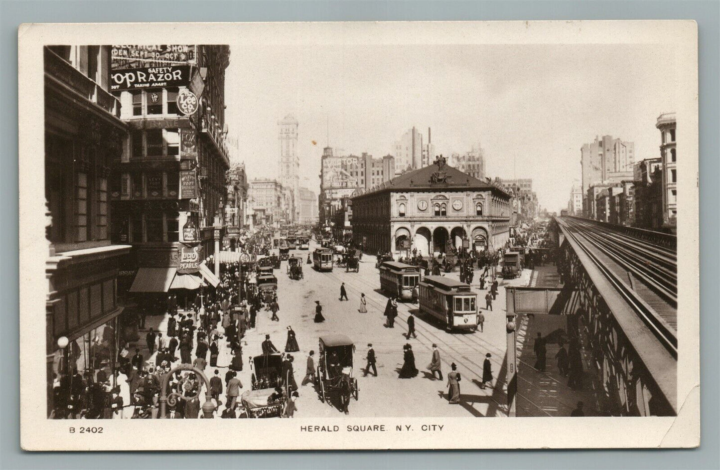 NEW YORK NY HERALD SQUARE ANTIQUE REAL PHOTO POSTCARD RPPC