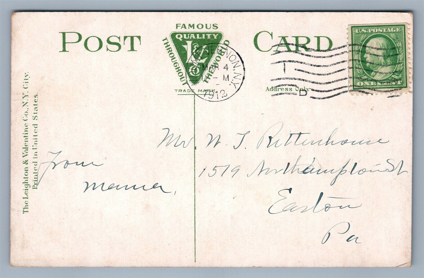 WEST MT.VERNON NY STEVENS AVENUE ANTIQUE POSTCARD