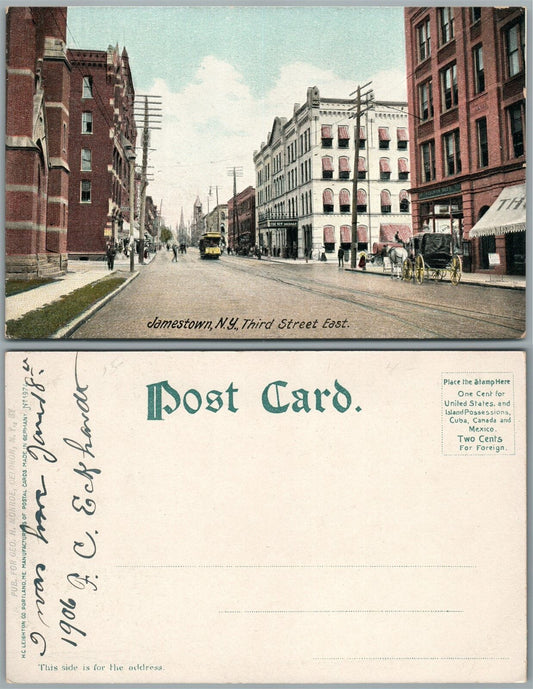 JAMESTOWN N.Y. THIRD STREET EAST ANTIQUE POSTCARD
