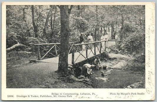 LEBANON PA BRIDGE TO CAMPMEETING UNDIVIDED 1906 ANTIQUE POSTCARD