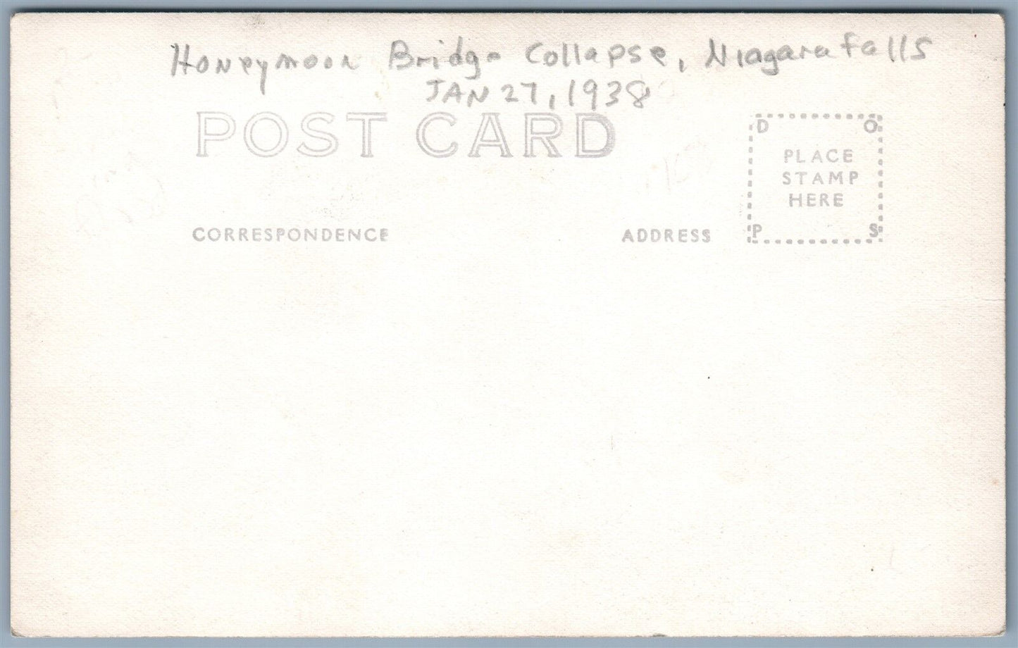 NIAGARA FALLS NY HONEYMOON BRIDGE COLLAPSE 1938 VINTAGE REAL PHOTO POSTCARD RPPC