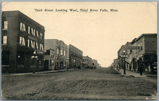 THIEF RIVER FALLS MN THIRD STREET ANTIQUE POSTCARD