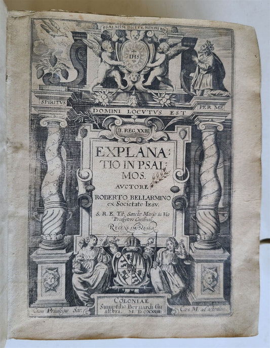 1633 EXPLANATIO in PSALMOS by ROBERTO BELLARMINO antique VELLUM BOUND