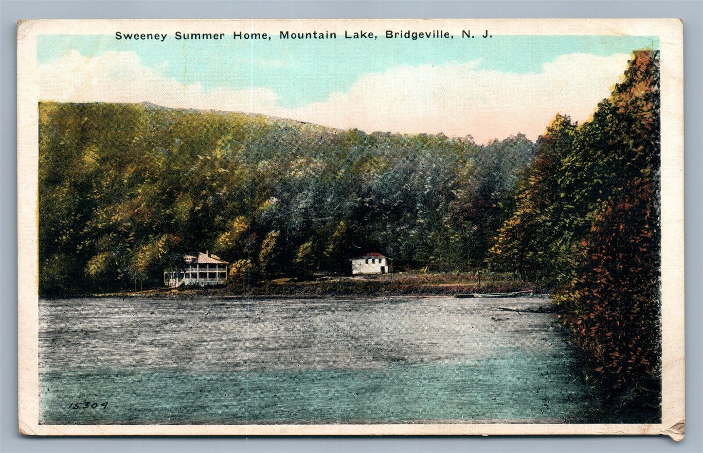 BRIDGEVILLE NJ MOUNTAIN LAKE SWEENEY SUMMER HOME ANTIQUE POSTCARD
