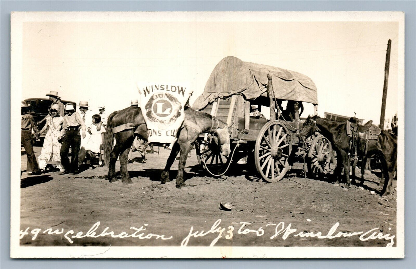 WINSLOW AZ LIONS CLUB ANTIQUE REAL PHOTO POSTCARD RPPC