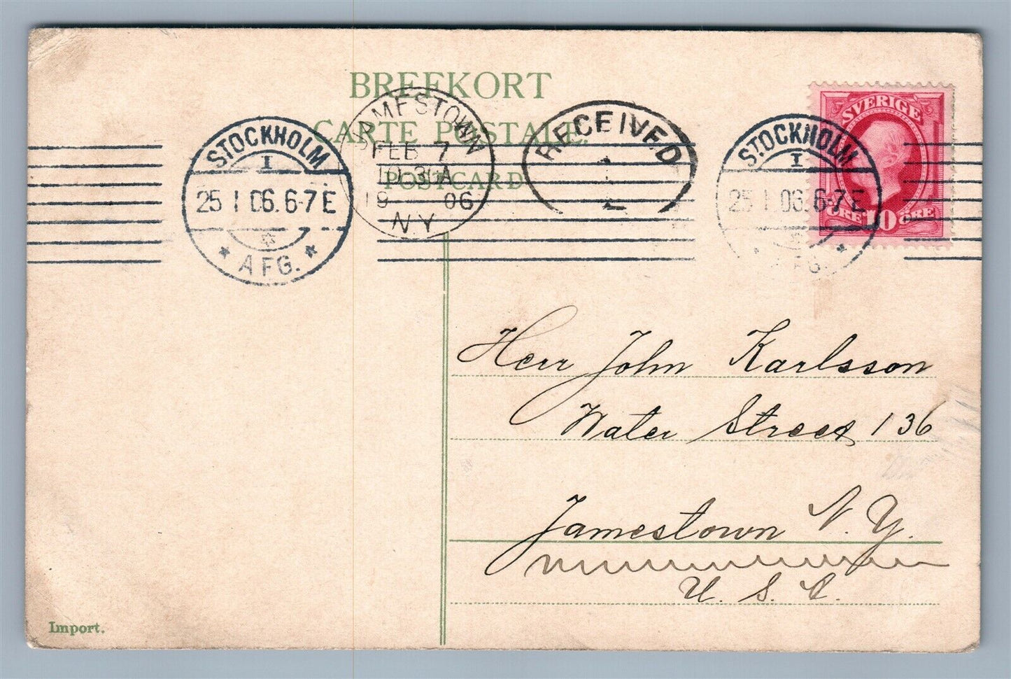 SWEDEN ANTIQUE POSTCARD by AXEL ELIASSONS KONSTFORLAG STOCKHOLM w/ STAMP