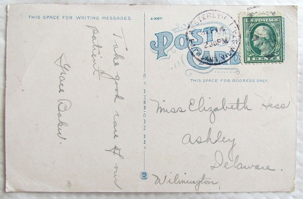 HIGH SCHOOL WESTERLY R.I. ANTIQUE POSTCARD