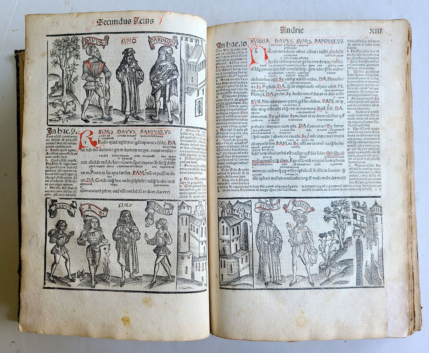 1499 INCUNABULA FULLY ILLUSTRATED COMEDY by TERENCE antique RARE INCUNABLE