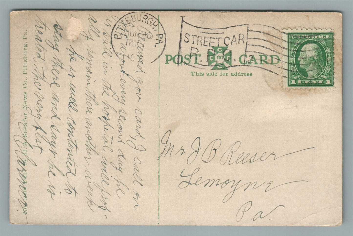 PITTSBURG PA RAILROAD STATION RAILWAY DEPOT ANTIQUE POSTCARD