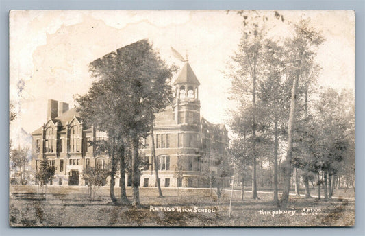 ANTIGO WI HIGH SCHOOL ANTIQUE REAL PHOTO POSTCARD RPPC