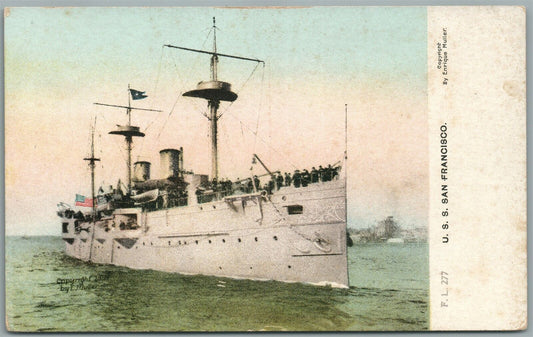 MILITARY SHIP USS SAN FRANCISCO ANTIQUE POSTCARD