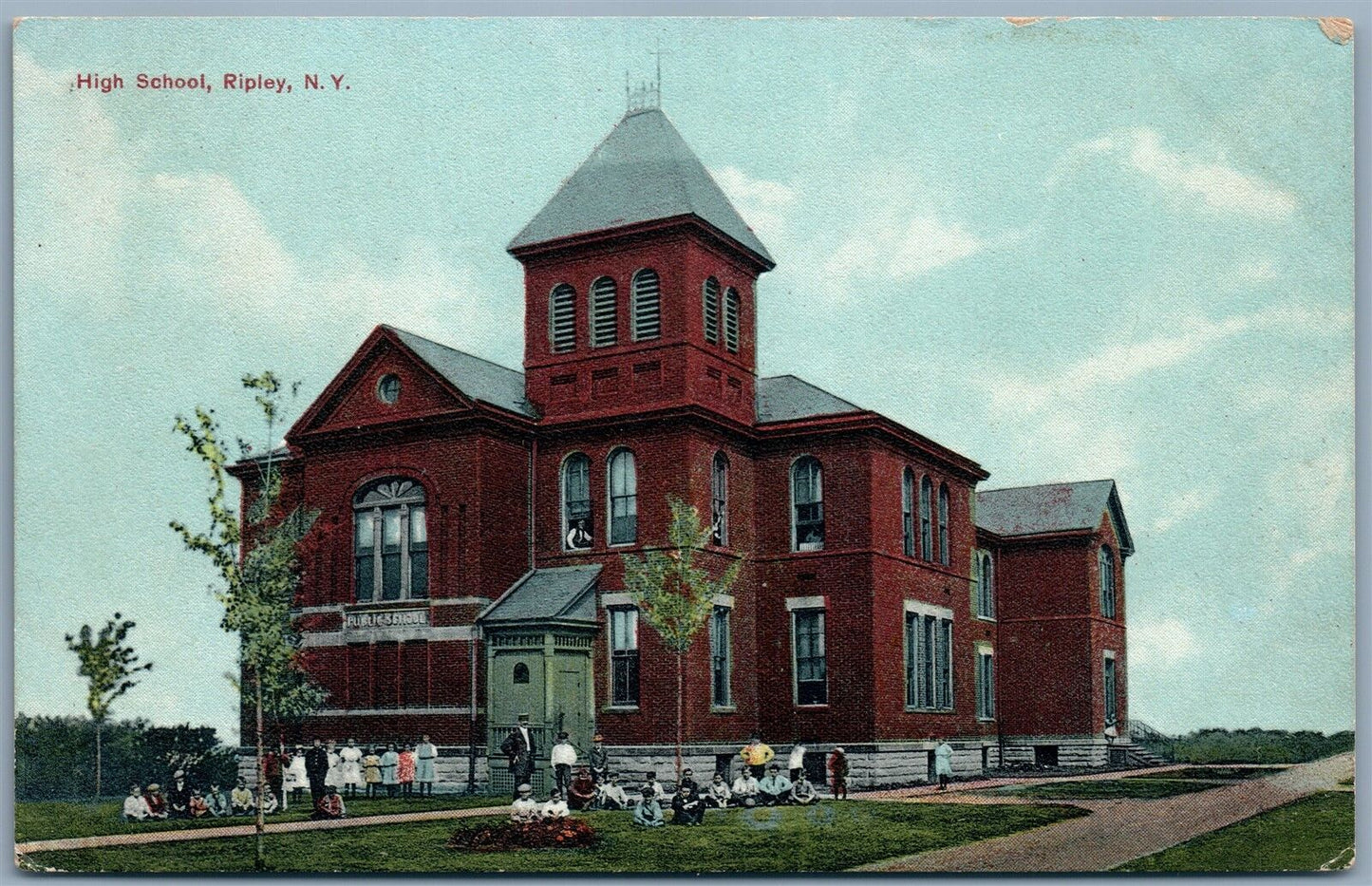 RIPLEY NY HIGH SCHOOL 1911 ANTIQUE POSTCARD