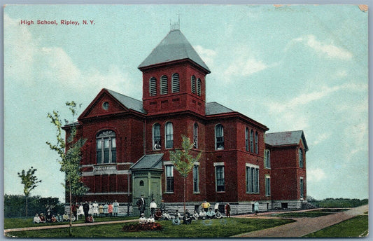 RIPLEY NY HIGH SCHOOL 1911 ANTIQUE POSTCARD