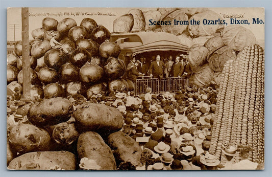 PRESIDENT TAFT EXAGGERATED VEGETABLES ANTIQUE REAL PHOTO POSTCARD RPPC DIXON MO