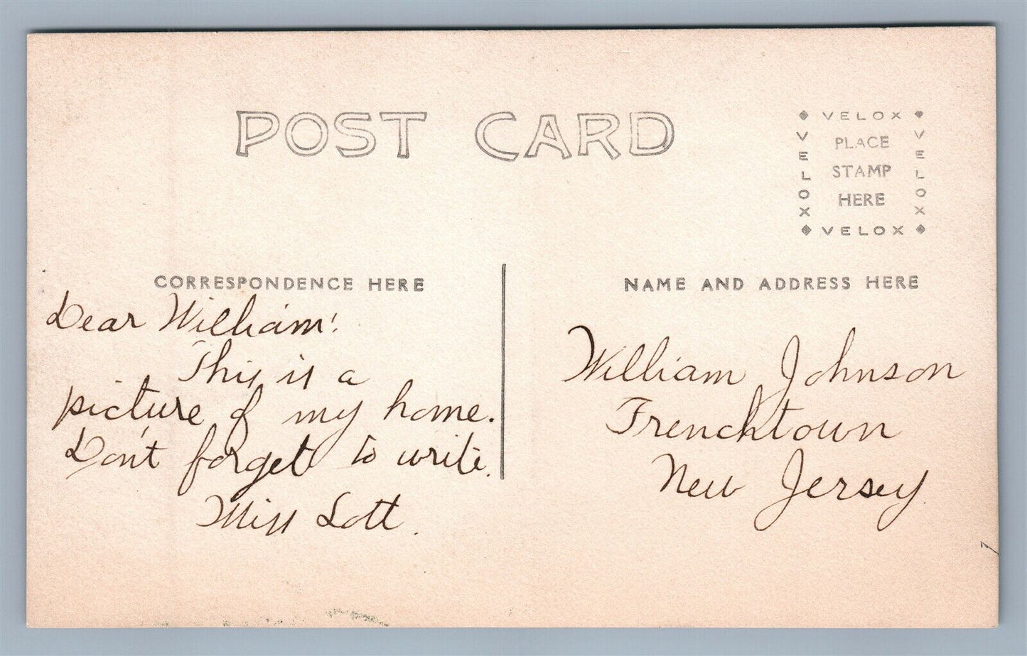 NEW JERSEY ? ESTATE ANTIQUE REAL PHOTO POSTCARD RPPC