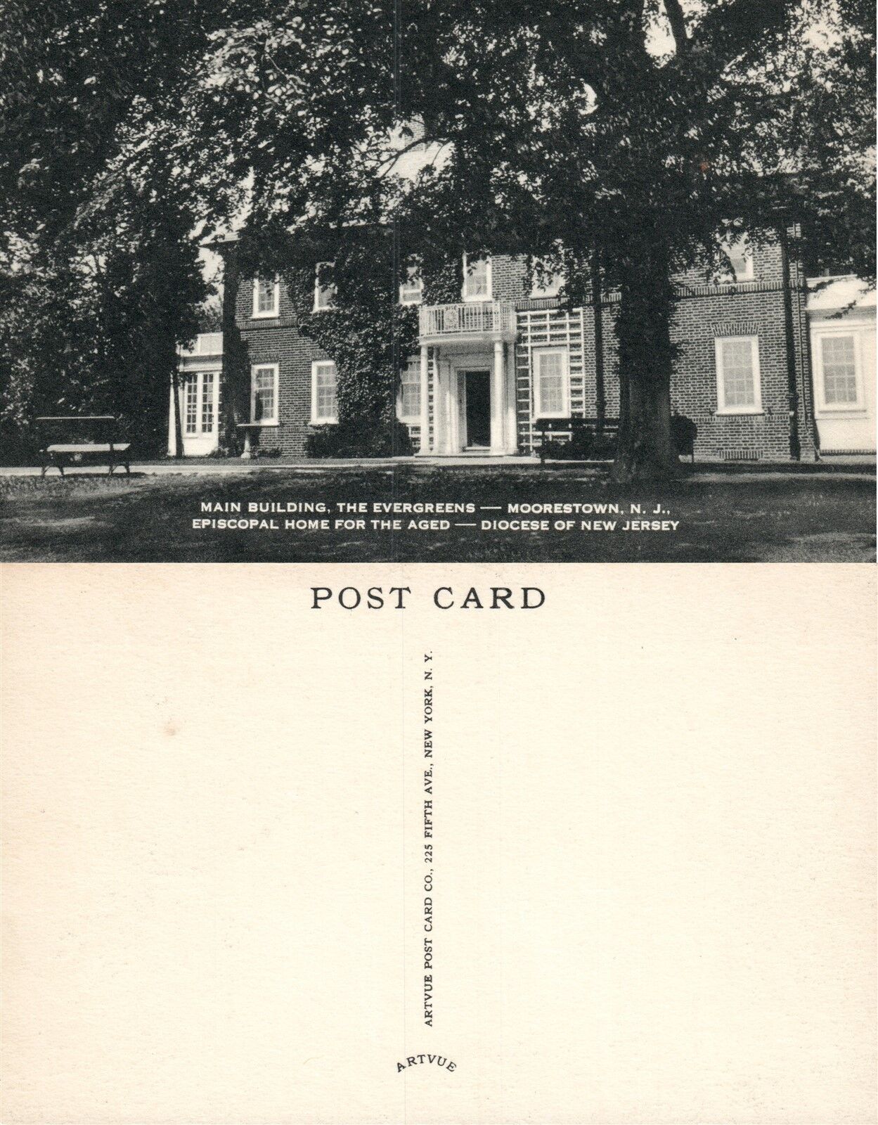 MOORESTOWN N.J. EPISCOPAL HOME FOR THE AGED ANTIQUE POSTCARD