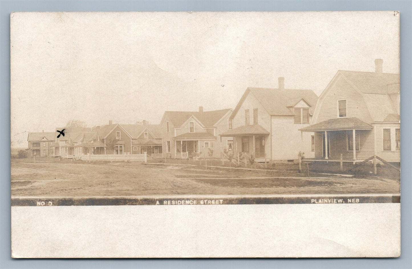 PLAINVIEW NEB RESIDENCE STREET ANTIQUE REAL PHOTO POSTCARD RPPC