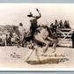 COWBOY RIDING EXAGGERATED JACKRABBIT ANTIQUE REAL PHOTO POSTCARD RPPC