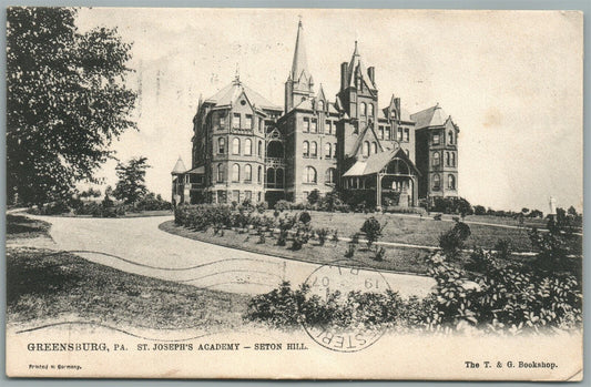 GREENSBURG PA ST.JOSEPH ACADEMY ANTIQUE POSTCARD