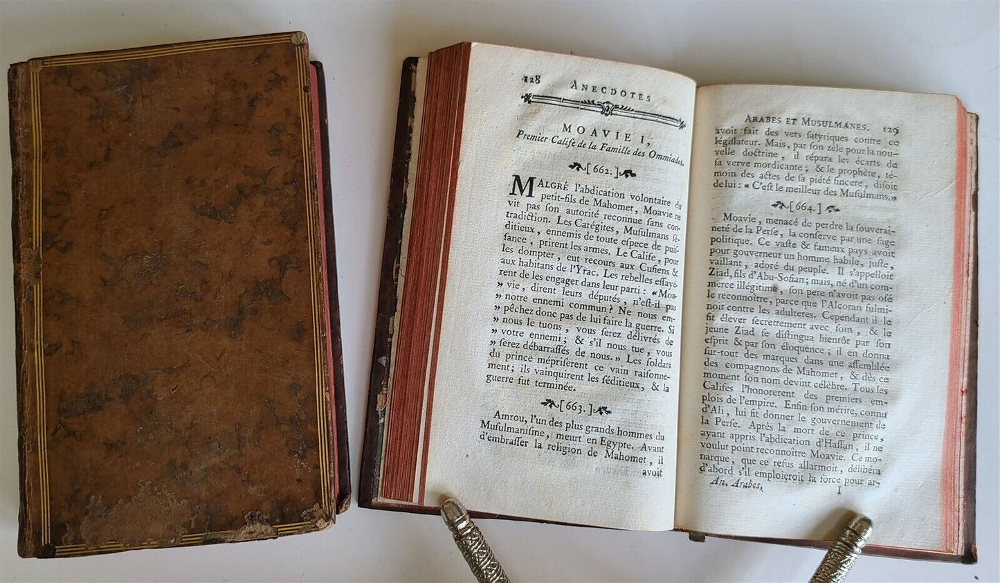 1772 ARAB & MUSLIM ANECDOTES antique 2 VOLUMES FRENCH HISTORY of ISLAMIC STATE