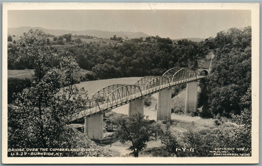 BURNSIDE KY BRIDGE OVER CUMBERLAND RIVER VINTAGE REAL PHOTO POSTCARD RPPC