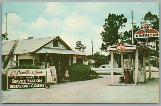 ASTOR FL GAS STATION RESTAURANT & CABINS VINTAGE POSTCARD