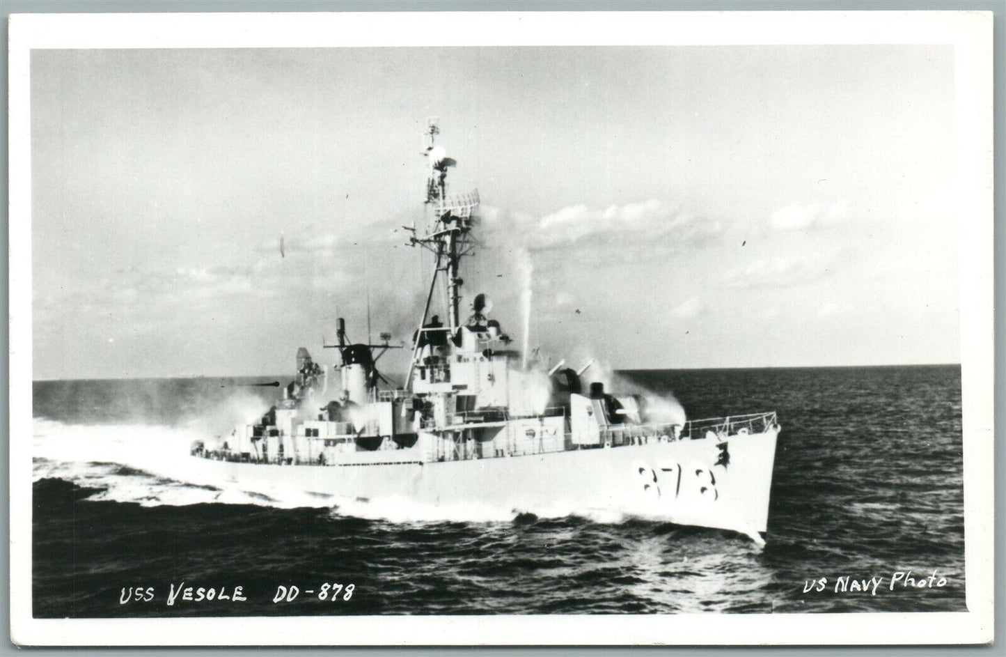 MILITARY SHIP USS VESOLE VINTAGE REAL PHOTO POSTCARD RPPC