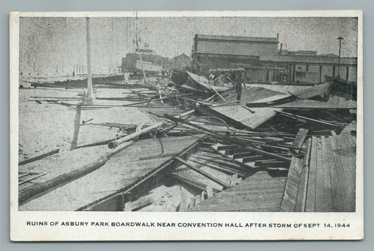 RUINS of ASBURY PARK NJ AFTER STORM 1944 VINTAGE POSTCARD
