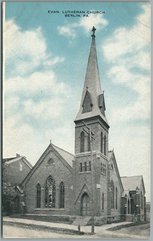 BERLIN PA EVAN. LUTHERAN CHURCH ANTIQUE POSTCARD