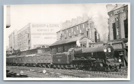 LONDON UK TRAIN STREET SCENE ANTIQUE REAL PHOTO POSTCARD RPPC railroad railway