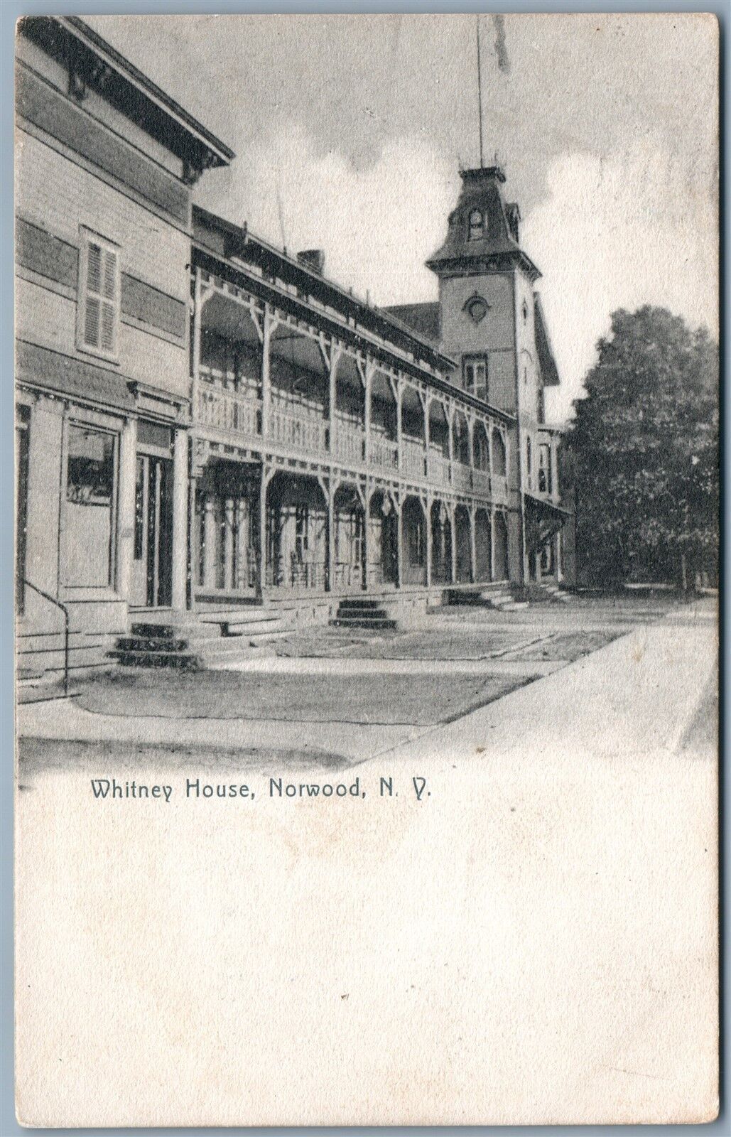 NORWOOD NY WHITNEY HOUSE 1908 ANTIQUE POSTCARD