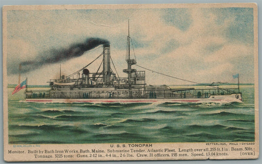 MILITARY SHIP USS TONOPAH SUBMARINE TENDER ANTIQUE POSTCARD