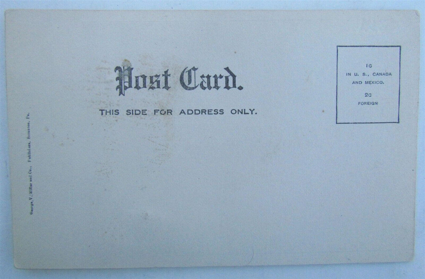 LEWISTOWN PA ST.JOHN CHURCH ANTIQUE POSTCARD w/ APPLIQUE METAL CAR