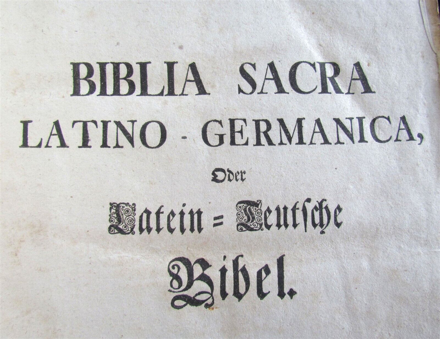 1730 BIBLE 2 volumes LATIN GERMAN BIBLIA antique HAND TOOLED PIGSKIN BOUND FOLIO