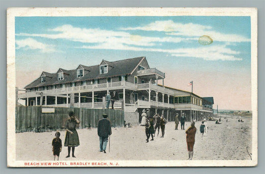 BRADLEY BEACH NJ VIEW FROM HOTEL ANTIQUE POSTCARD