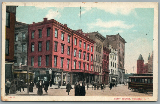 YONKERS NY GETTY SQUARE ANTIQUE POSTCARD