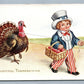 LITTLE UNCLE SAM BOUNTIFUL THANKSGIVING ANTIQUE POSTCARD PATRIOTIC