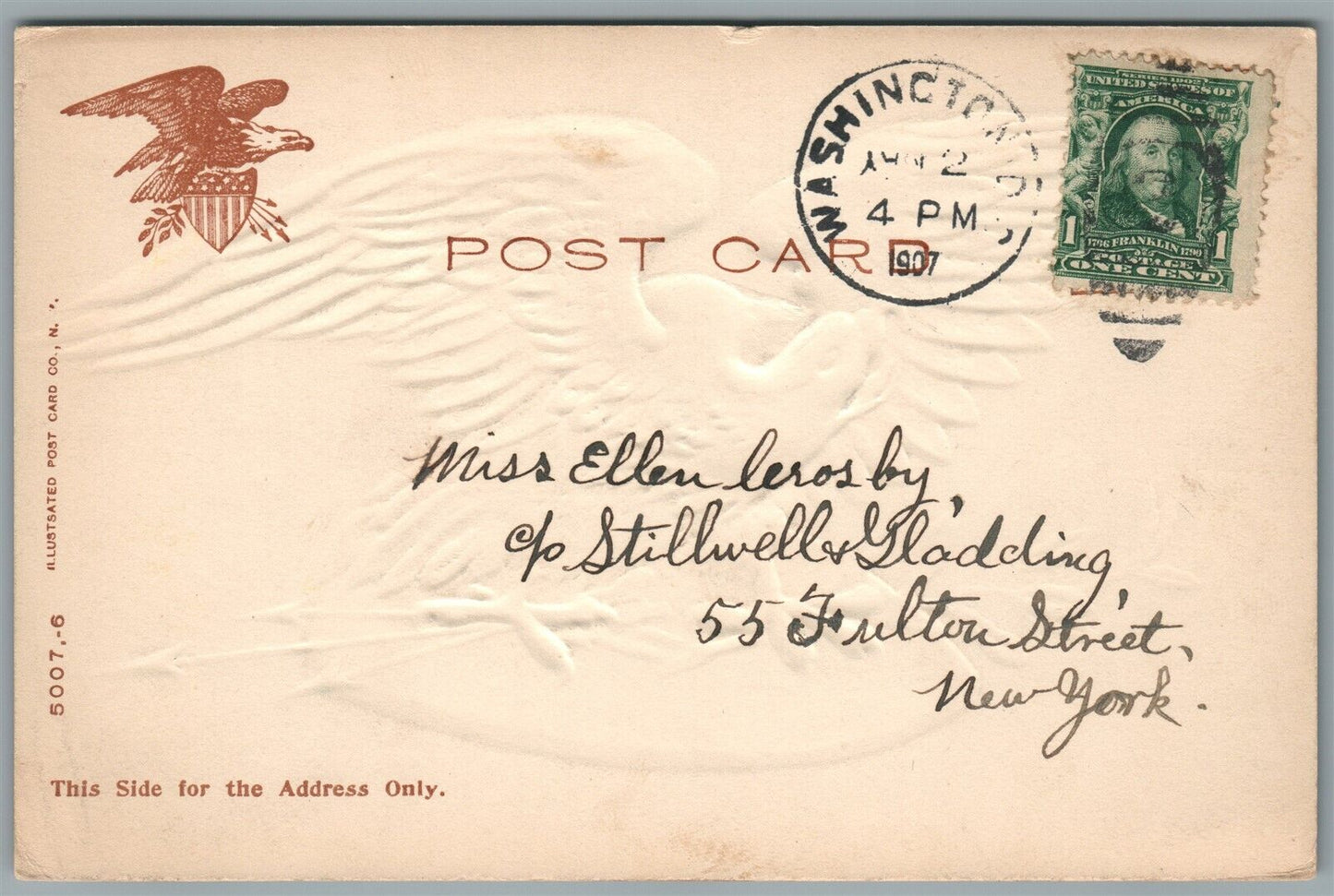 AMERICAN EAGLE PATRIOTIC ANTIQUE POSTCARD by P.SANDER NY