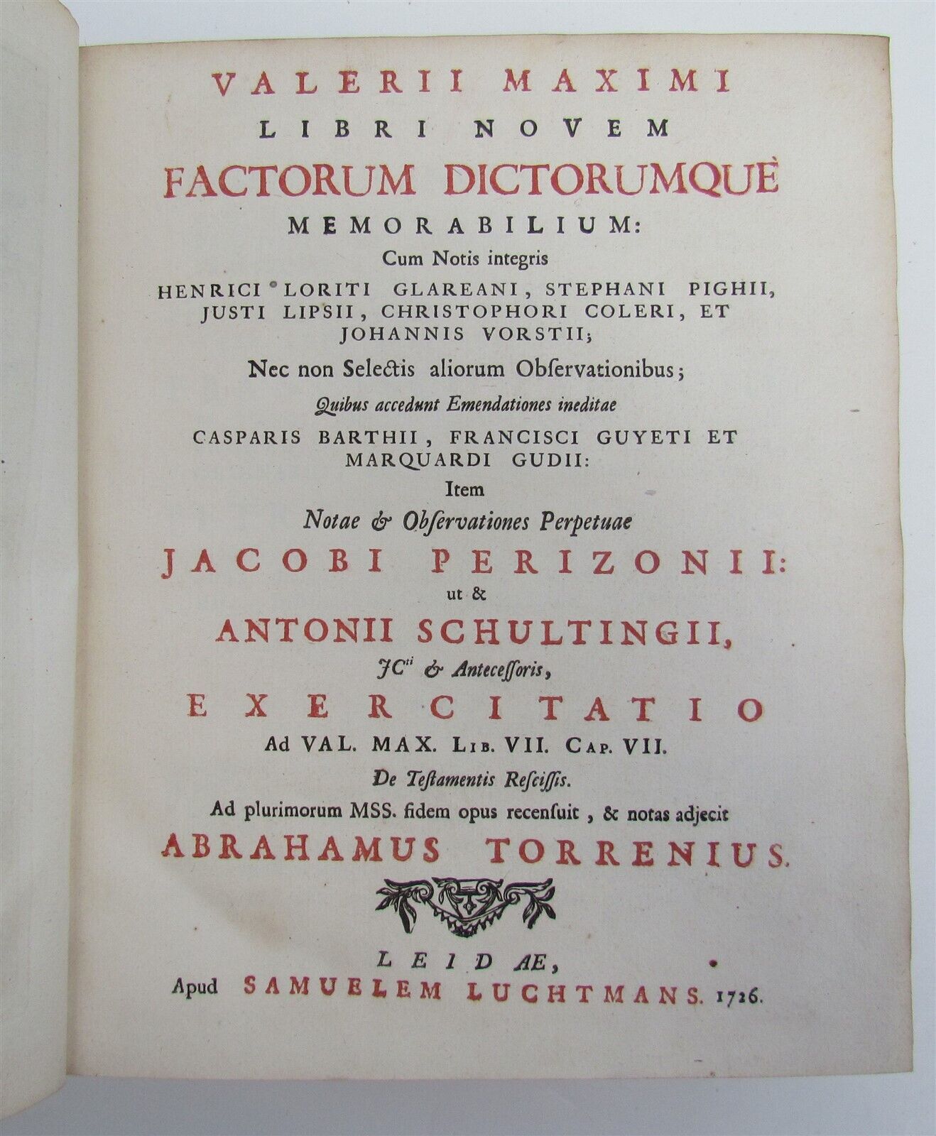 1726 FACTORUM DICTORUMQUE V. MAXIMUS ANTIQUE w/ HAGUE COAT OF ARMS VELLUM LATIN