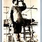 ESKIMO MAN w/ SPYGLASS VINTAGE REAL PHOTO POSTCARD RPPC ALASKA